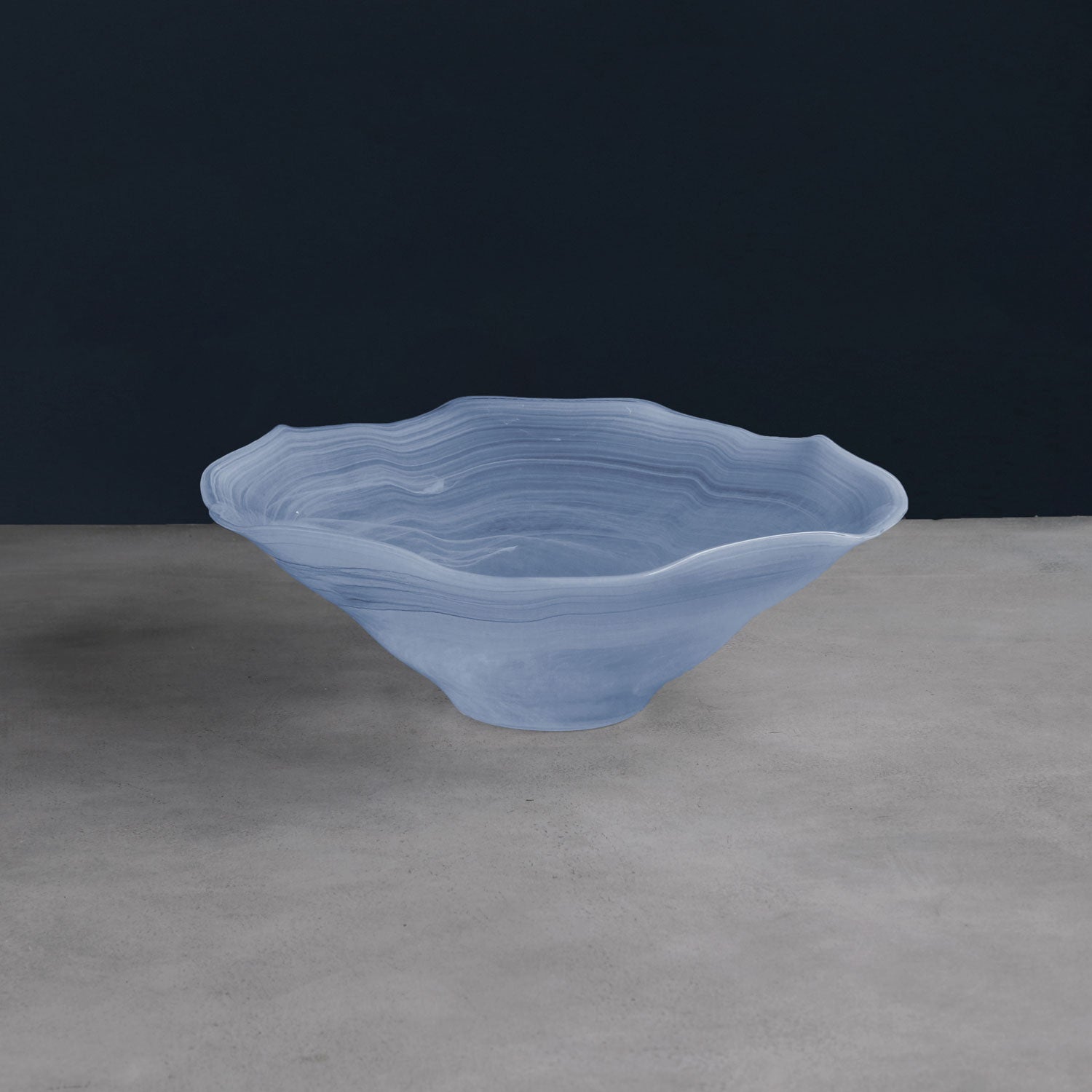 Beatriz Ball Glass Alabaster Wave Large Bowl blue and white