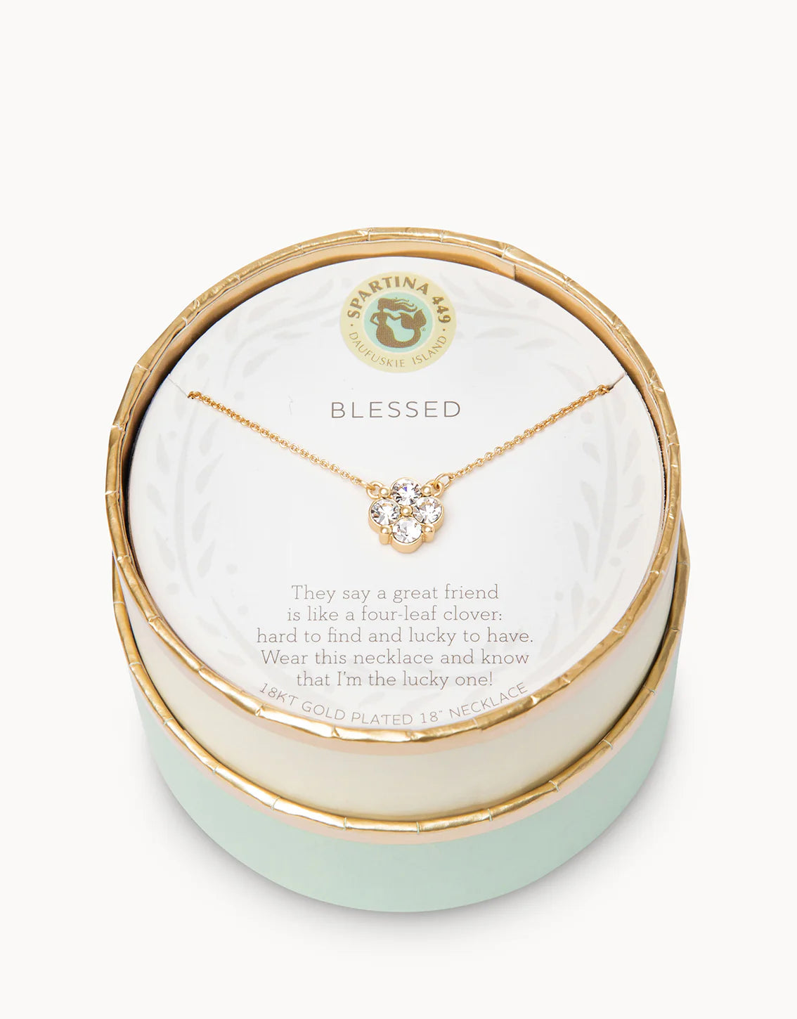Sea La Vie Blessed Crystal Clover Necklace Spartina 449