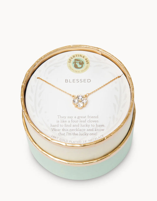 Sea La Vie Blessed Crystal Clover Necklace Spartina 449