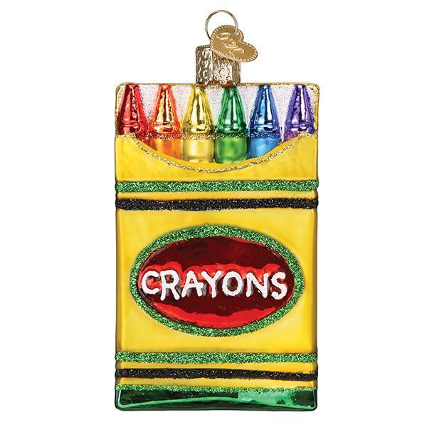 Old World Christmas Box Of Crayons glass ornament