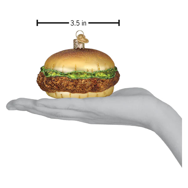 Old World Christmas Chicken Sandwich glass ornament dimensions