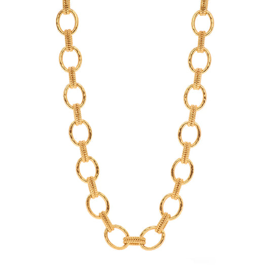 Gold chain necklace on a white background