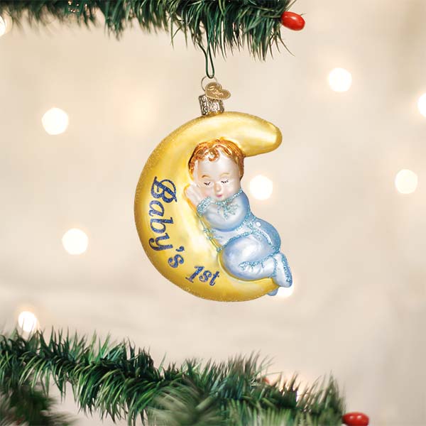 Old World Christmas Dreamtime Boy Baby's First glass ornament