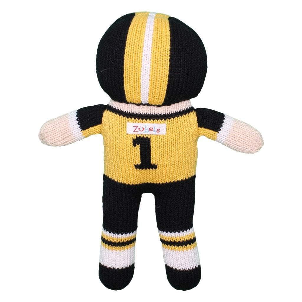 Zubels Black & Gold Football Player Rattle Doll