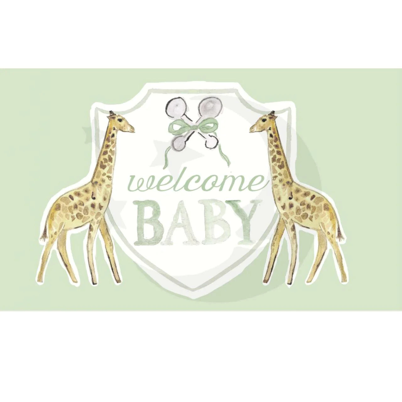 Over The Moon Welcome Baby flag green giraffe