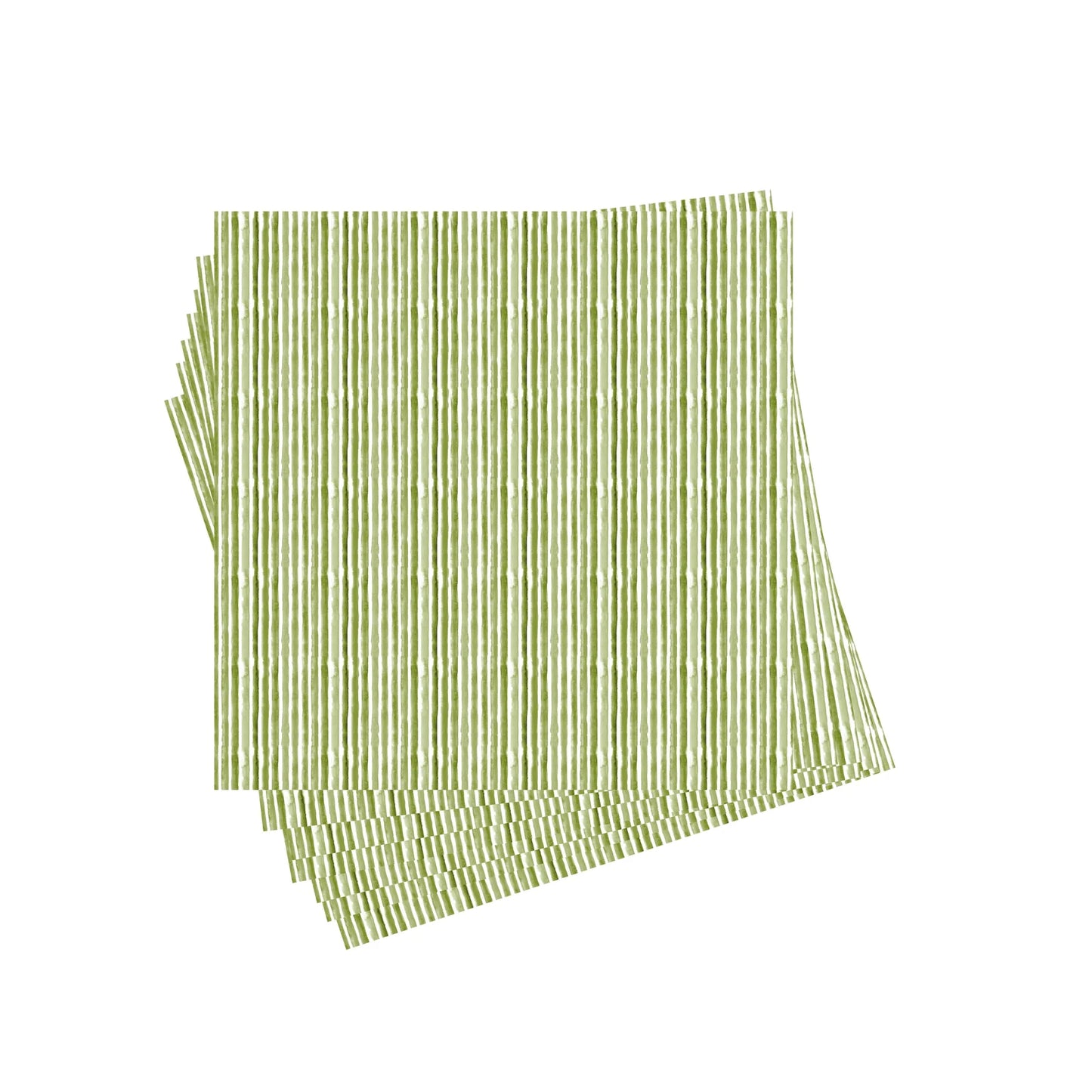 Green Watercolor Striped Cocktail Napkins