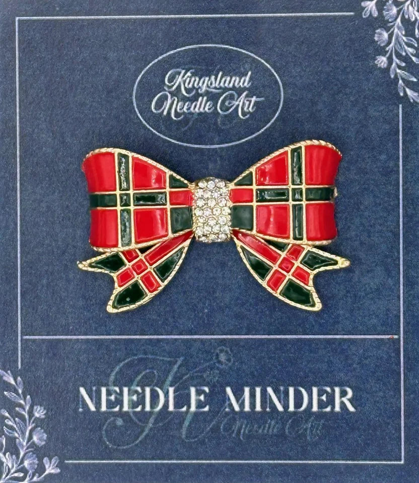 Christmas Tartan Bow Needle Minder
