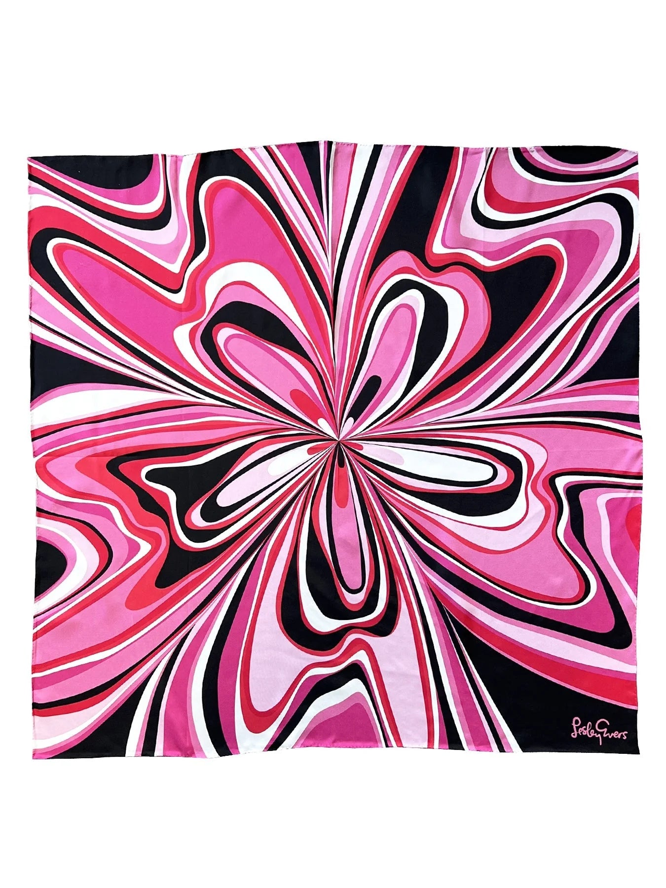 Lillian Silk Twill Scarf Pinwheel Pink