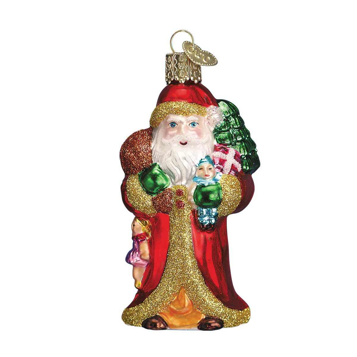Old World Christmas Father Christmas With Gifts glass ornament