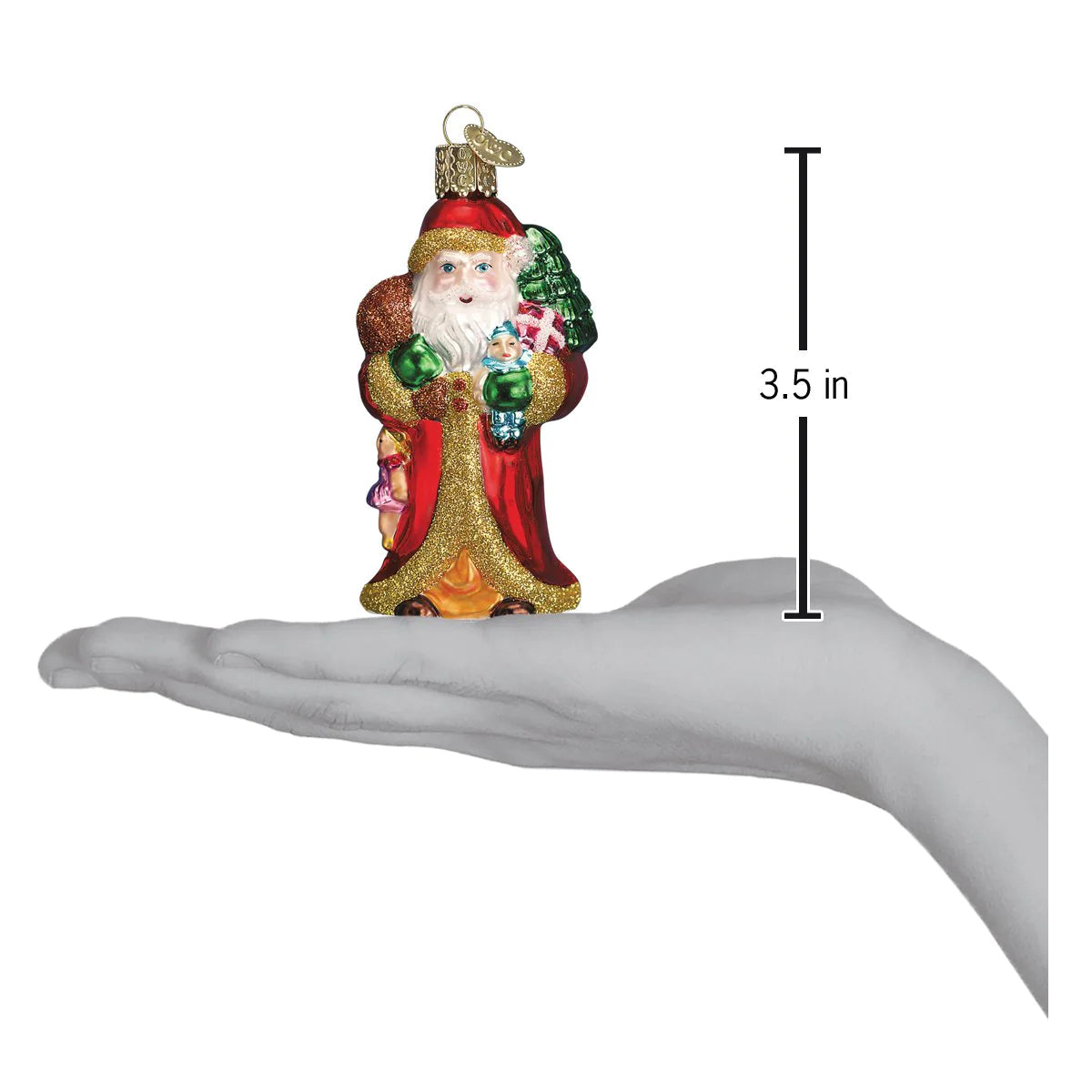 Old World Christmas Father Christmas With Gifts glass ornament dimensions