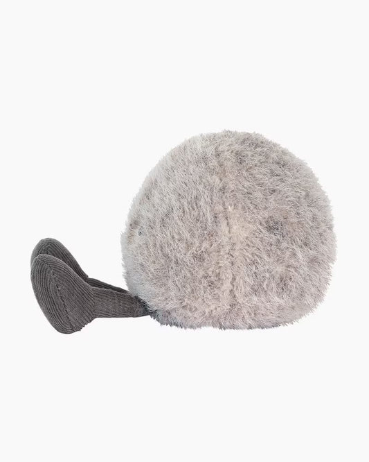 Gray fuzzy ear muff on a white background