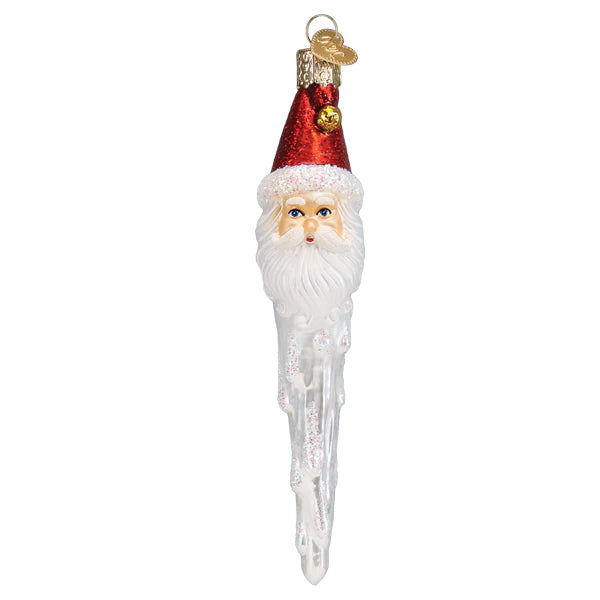 Old World Christmas Jingle Bell Santa Icicle glass ornament