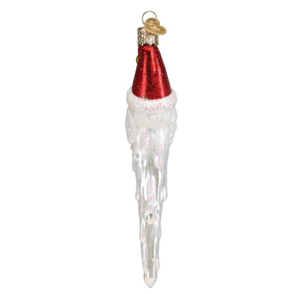 Old World Christmas Jingle Bell Santa Icicle glass ornament