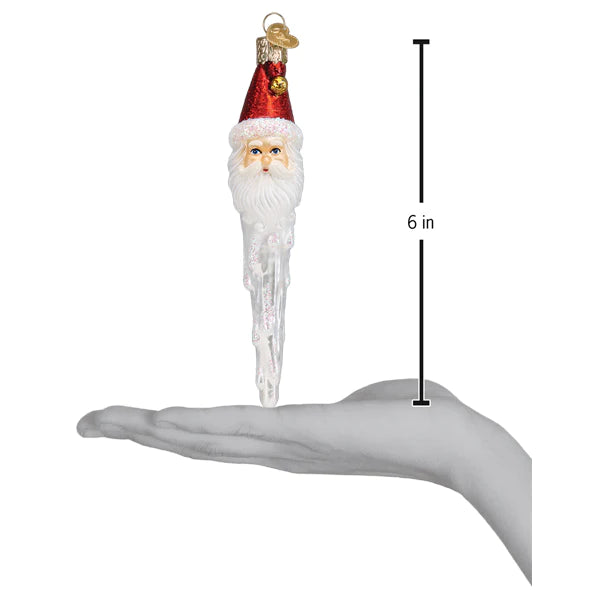 Old World Christmas Jingle Bell Santa Icicle glass ornament