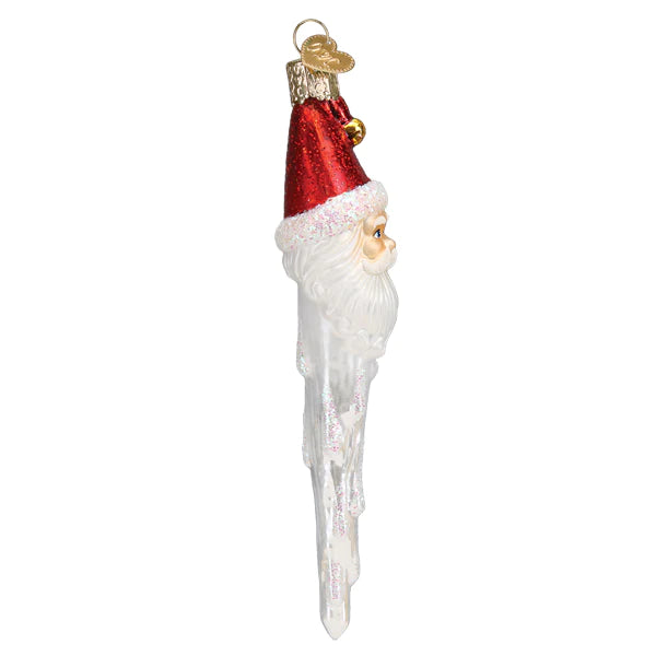 Old World Christmas Jingle Bell Santa Icicle glass ornament