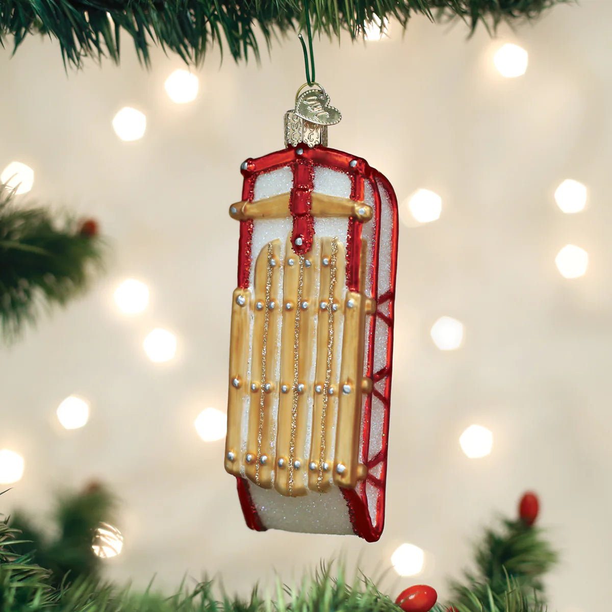 Old World Christmas Sled glass ornament