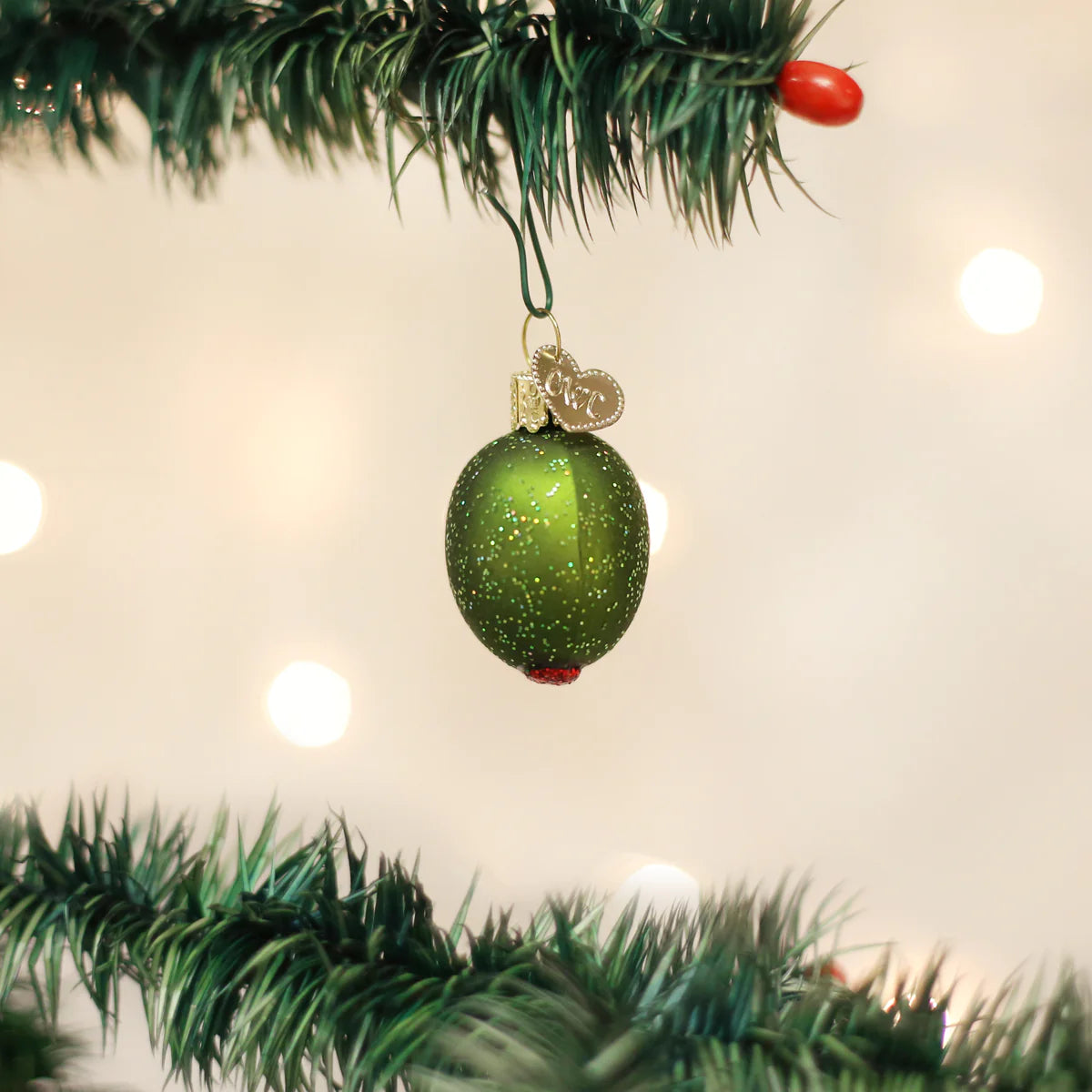 Old World Christmas Stuffed Green Olive glass ornament