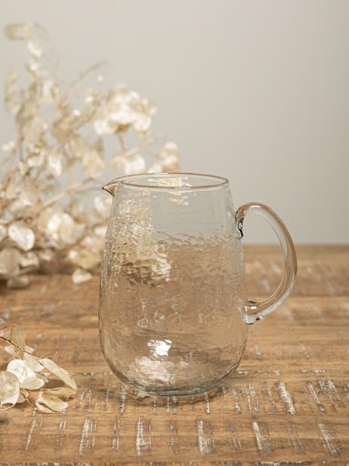 Lavandou Hammered Glass Pitcher with Handle