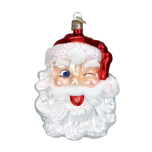 Old World Christmas Winking Santa glass ornament