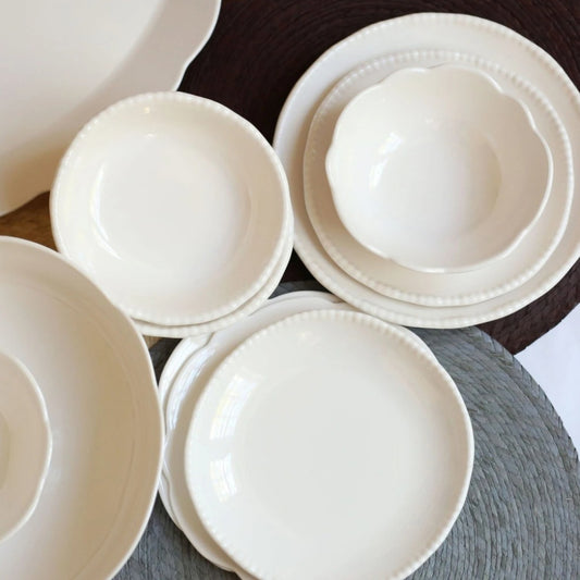 Relish Bead Dinner Plate Cream melamine BPA free