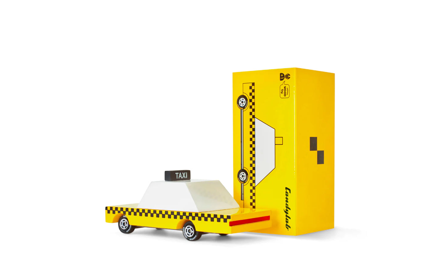 Candylab Yellow Taxi wood and diecast toy car for kids