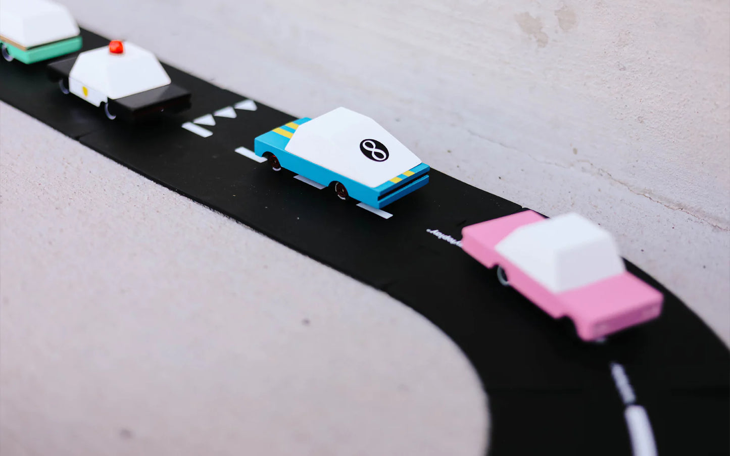 Candylab Blue Racer #8 wooden and diecast blue toy car for kids