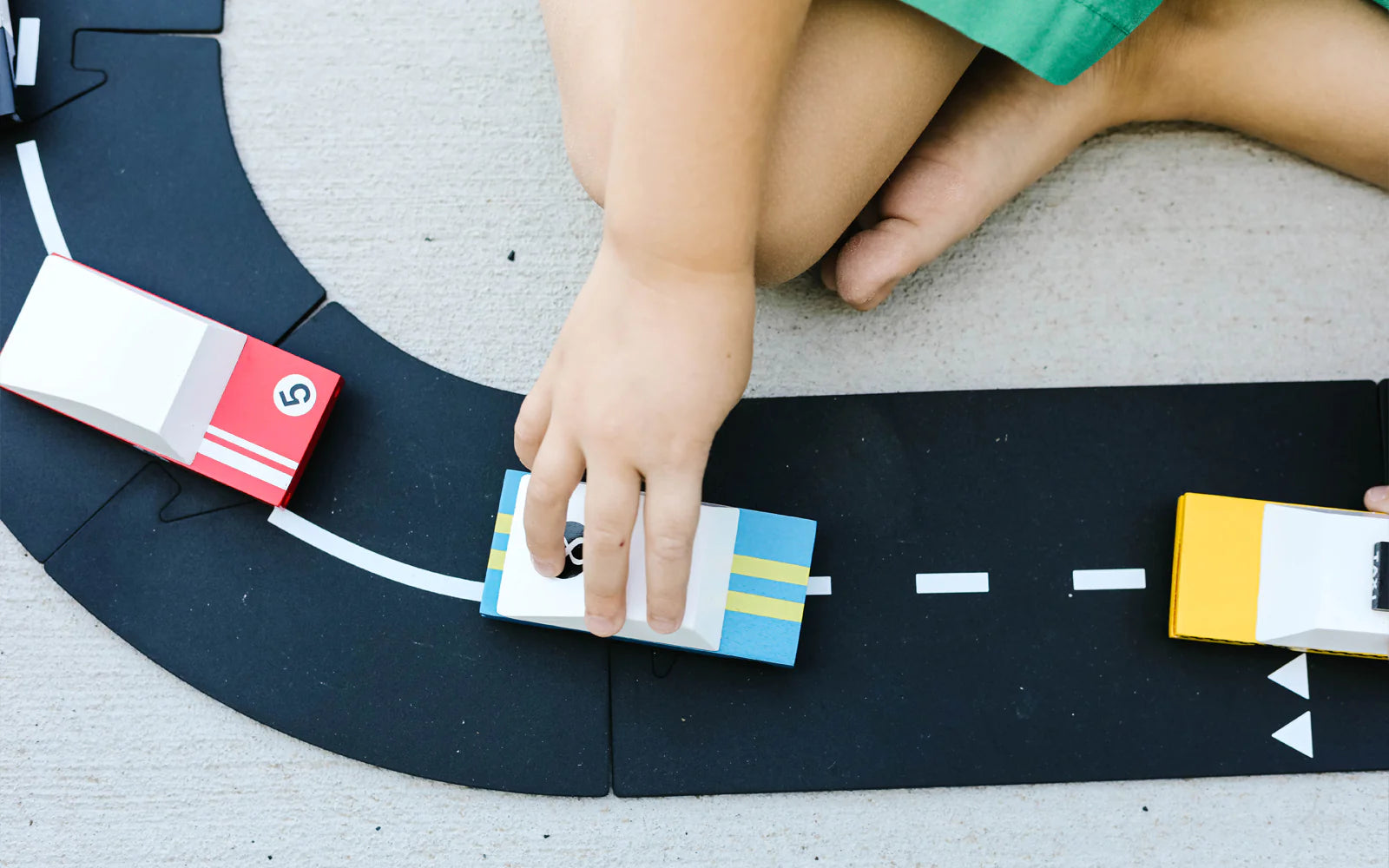 Candylab Blue Racer #8 wooden and diecast blue toy car for kids
