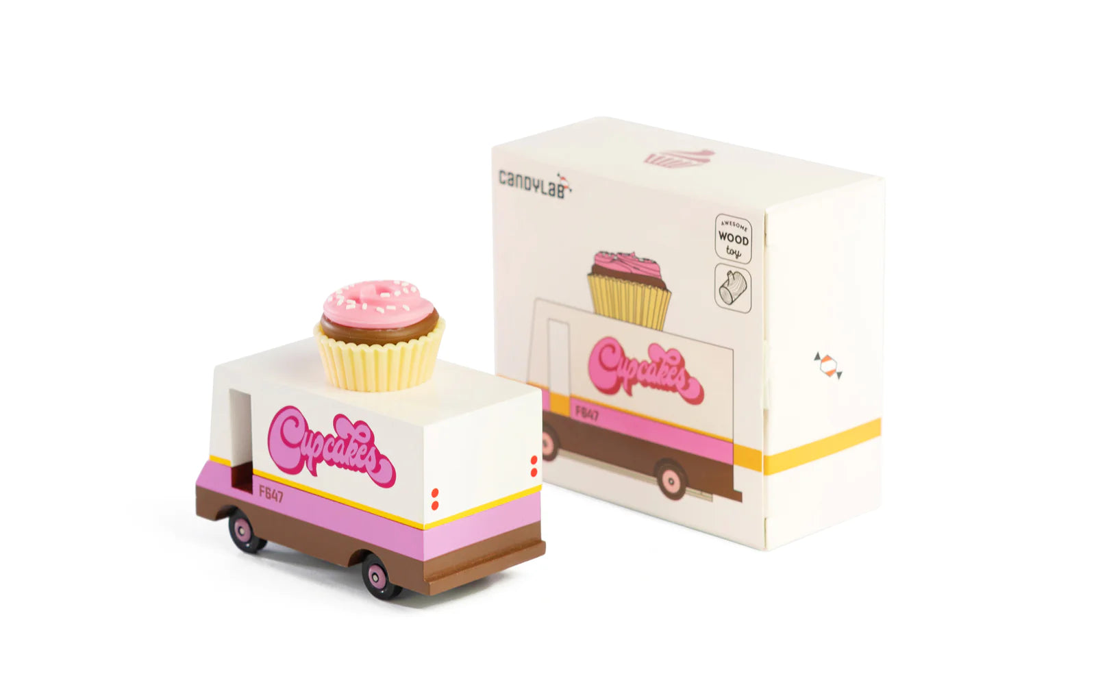Candylab Cupcake Van wooden toy for kids ages 3 years +