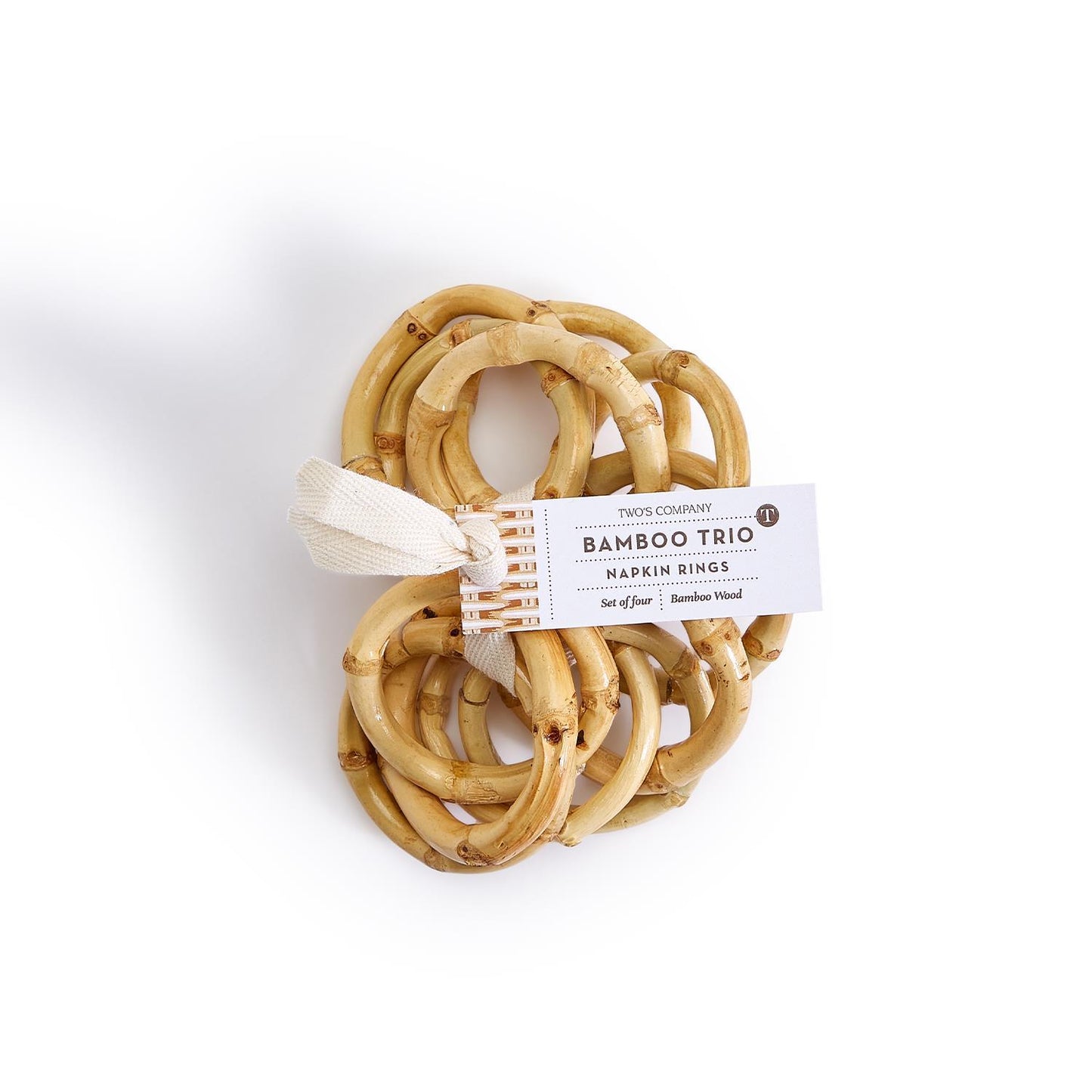 Two's Company set of 4 bamboo napkin rings