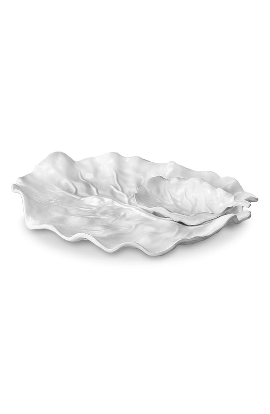 VIDA Melamine White Lettuce Leaf Chip and Dip