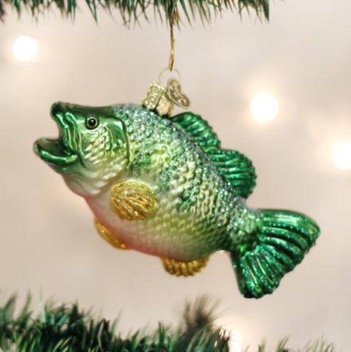 Old World Christmas Largemouth Bass green fish glass ornament