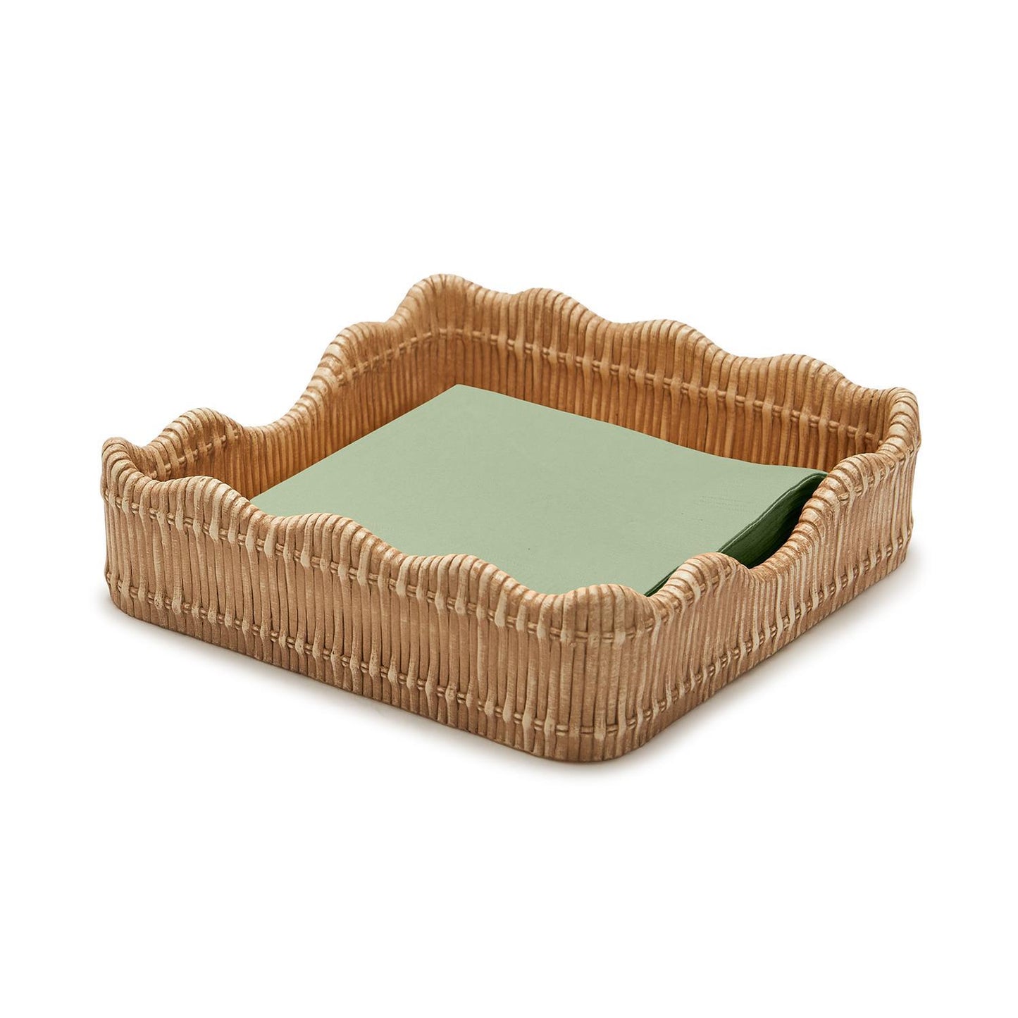 Two's Company scalloped basket weave napkin holder