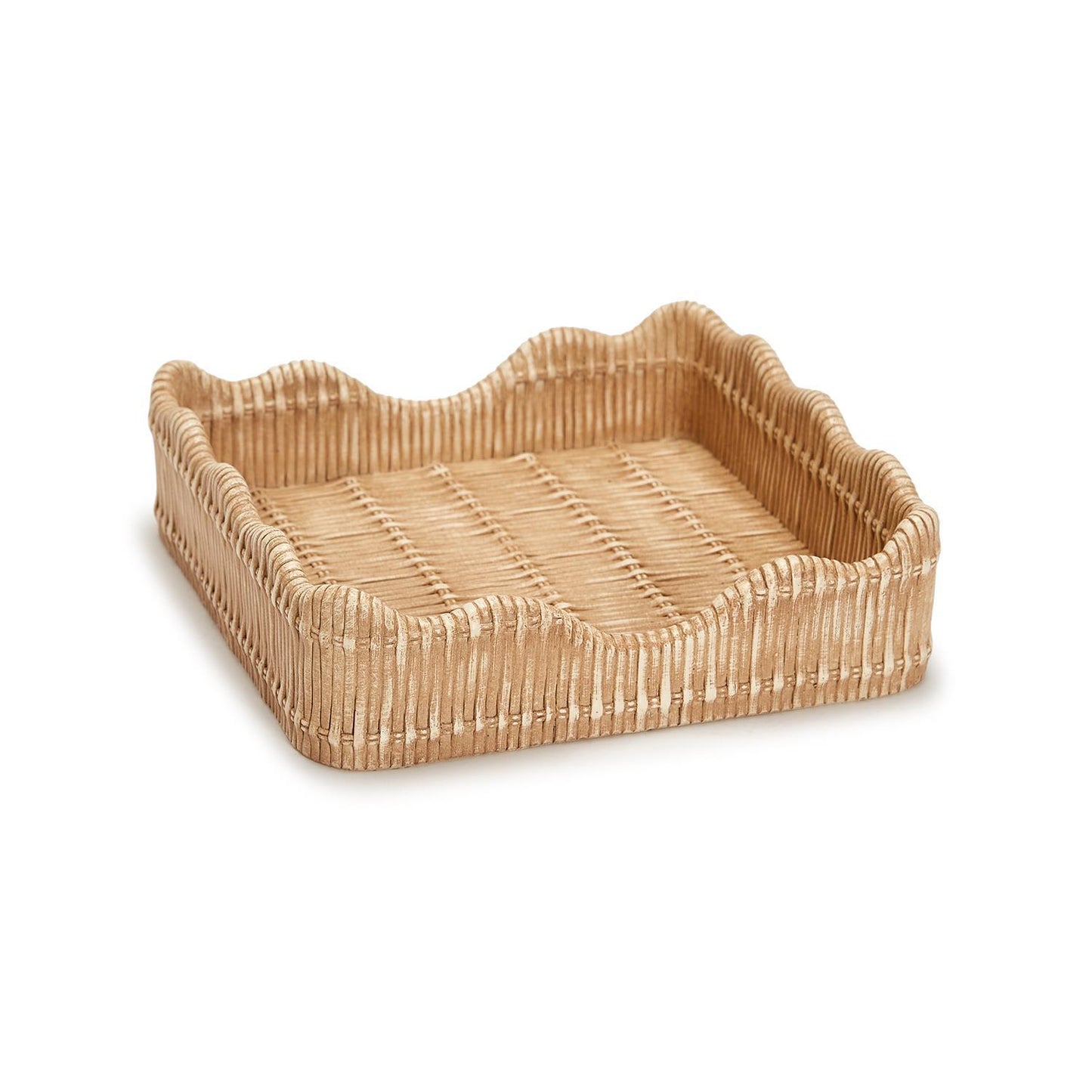 Two's Company scalloped basket weave napkin holder
