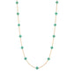 Gold necklace with turquoise stones on a white background