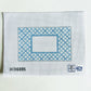 Cross-stitch pattern on fabric with blue and white design, KCDN logo visible
