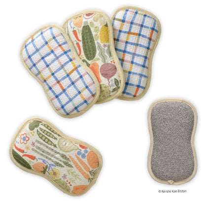 Set of four textured pads with different patterns on a white background