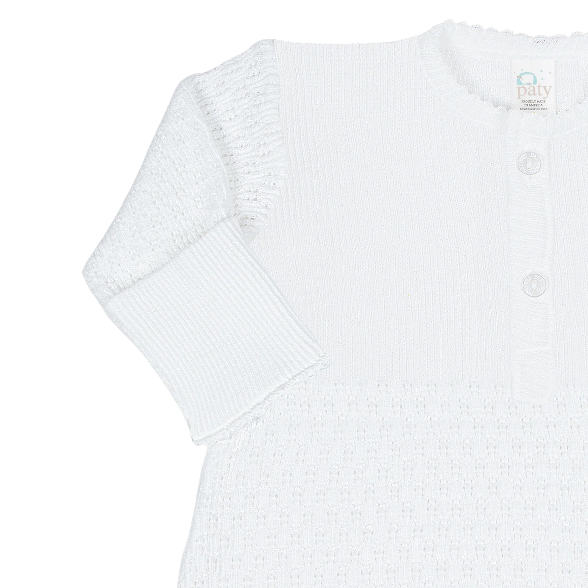 white knit baby gown 
