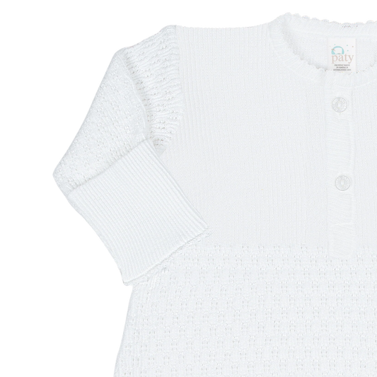 white knit baby gown 