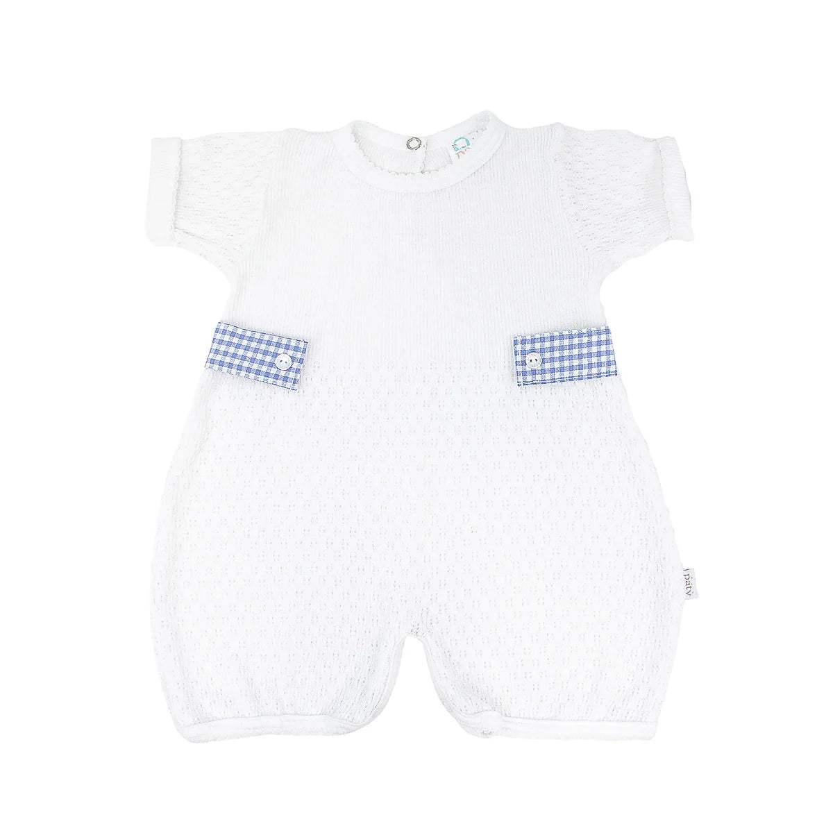 paty white baby bubble with gingham tabs