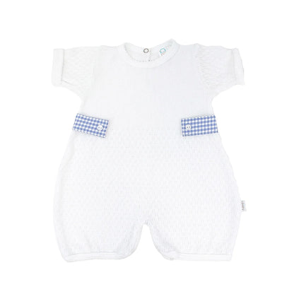 paty white baby bubble with gingham tabs