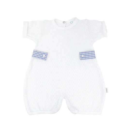paty white baby bubble with gingham tabs