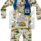 Baby onesie with fox pattern and Guess How Much I Love You book on a white background
