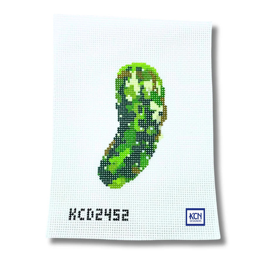 Needlepoint canvas with pickle design
