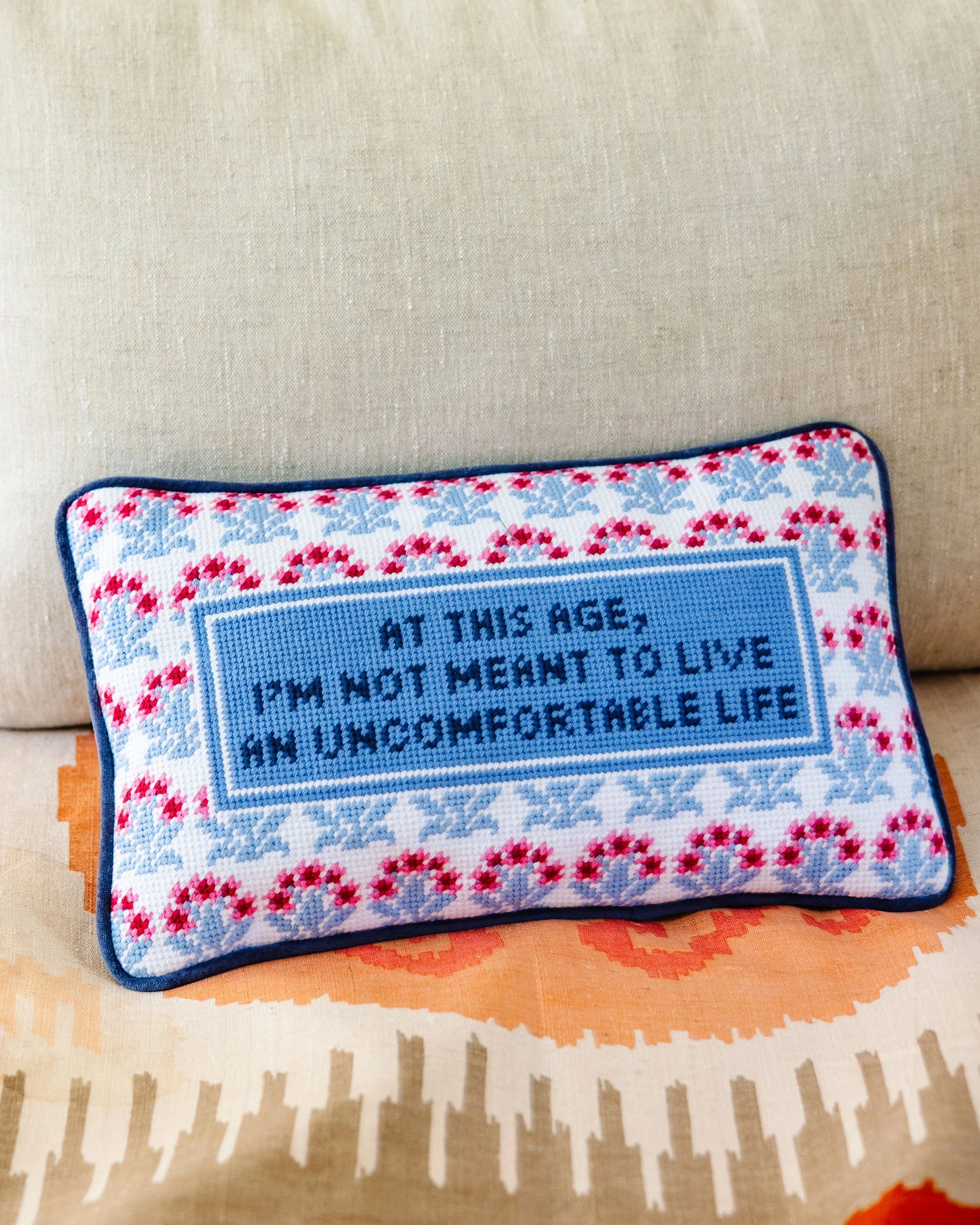 Uncomfortable Life Needlepoint Pillow