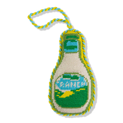Knitted bottle-shaped toy with 'Ranch' branding on a white background