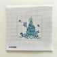 Cross-stitched design of a Christmas tree and swan on fabric with 'KCD1565' label.