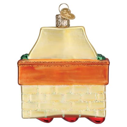 Family of three stockings on fireplace mantel glass ornament Old World Christmas 