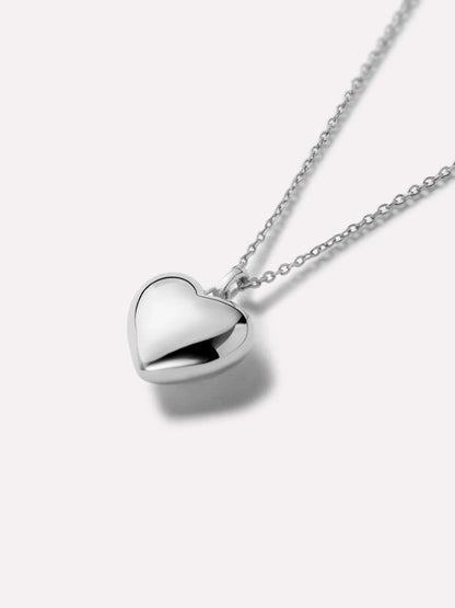 Puffed Heart Necklace - Lev Silver Small