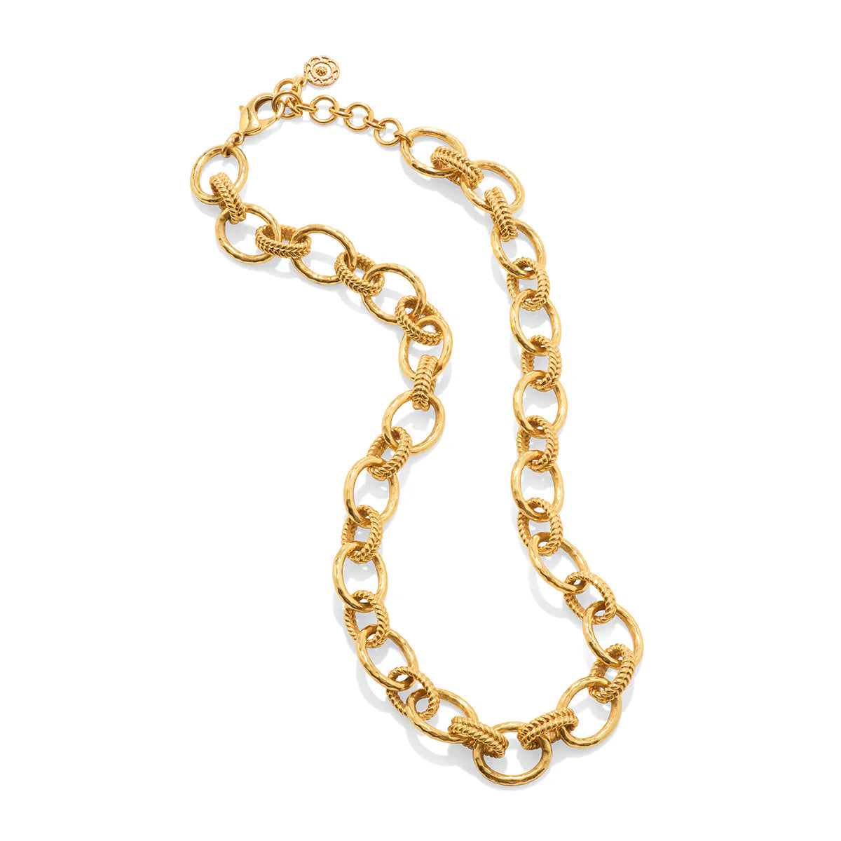 Gold chain bracelet on a white background