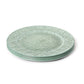  green patterned plates on a white background